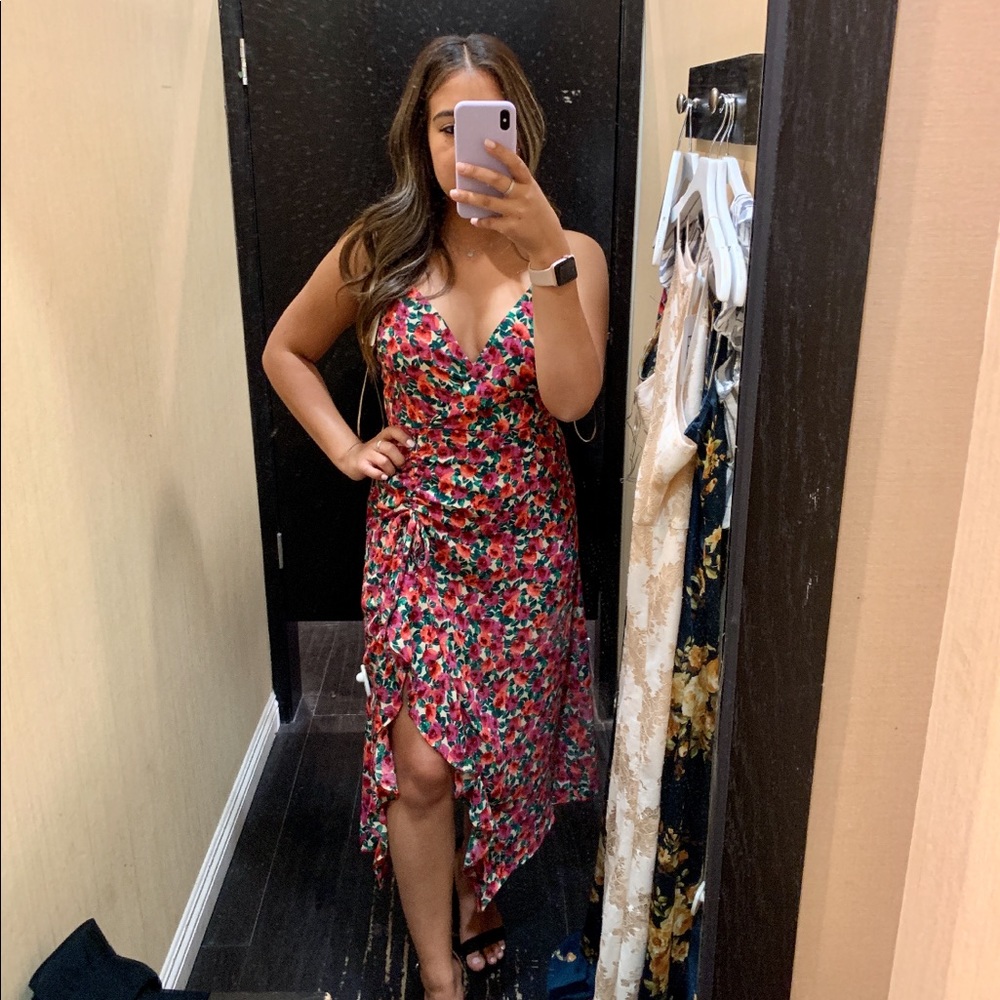 Floral hot pink dress